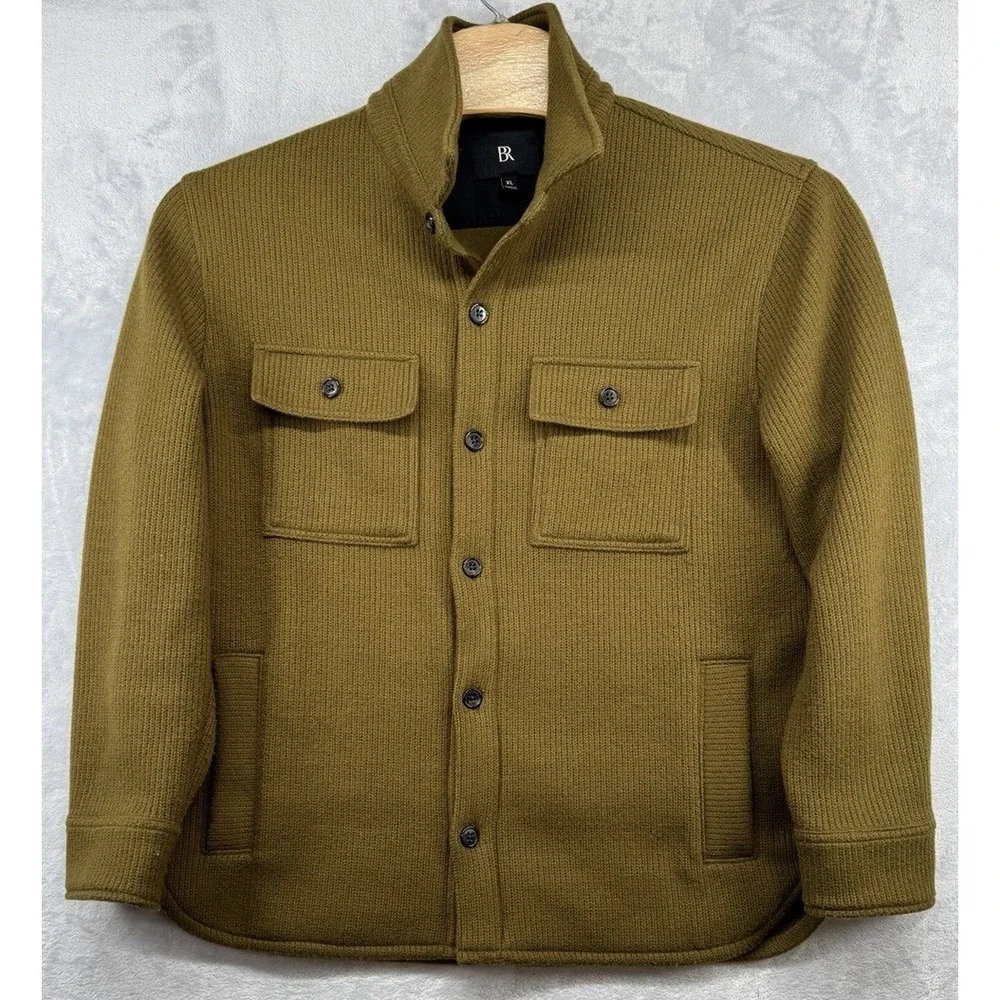 Banana Republic Wool Blend Button Down Cost Jacket Military Green Men's XL